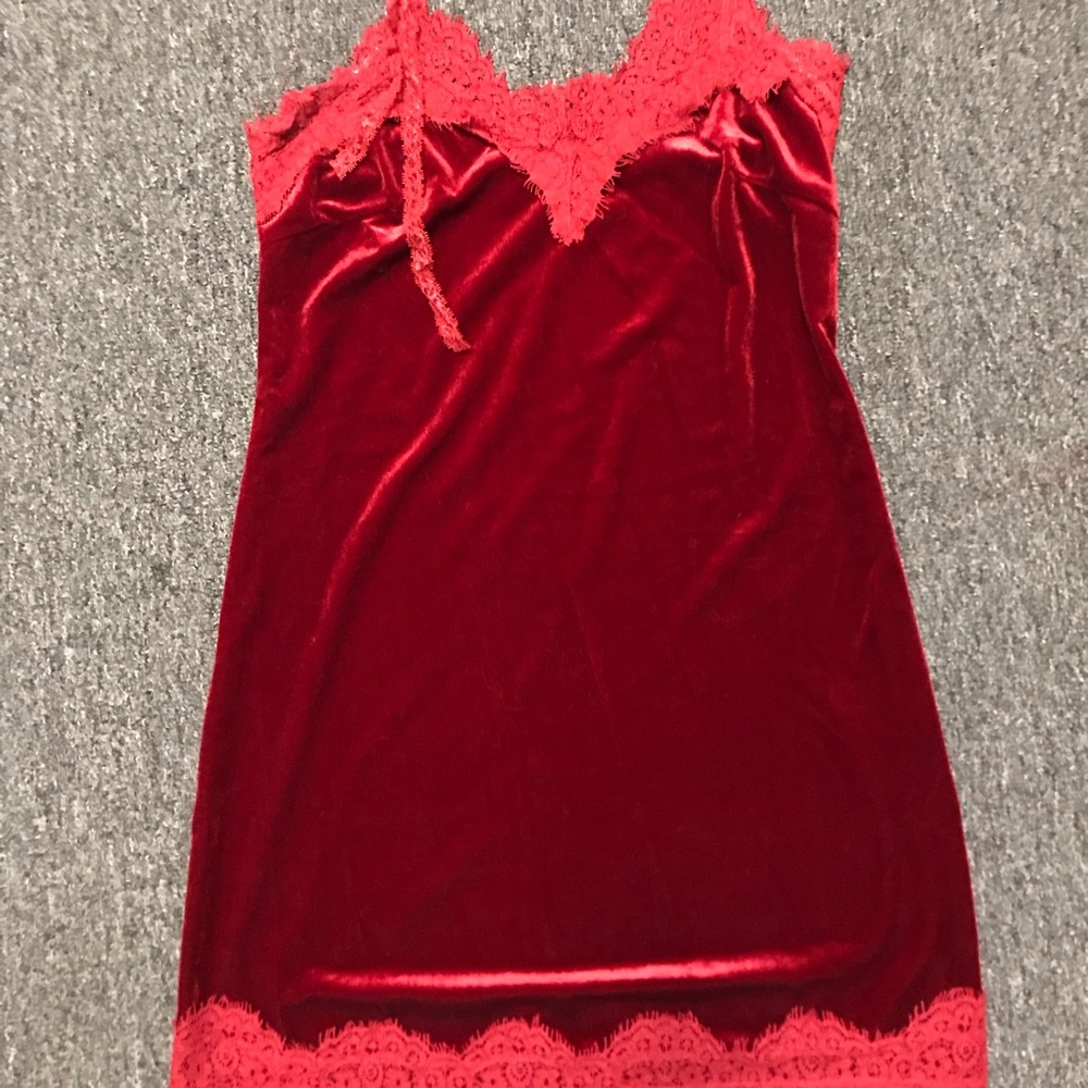 Deep red velvet dress